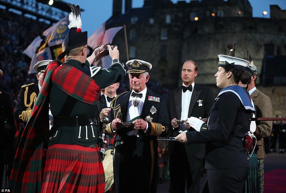 Prince William, Prince Charles make rare joint appearance at the Edinburgh Military Tattoo