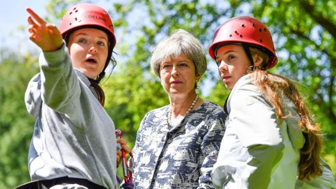 Theresa May visits Powys outdoor education centre