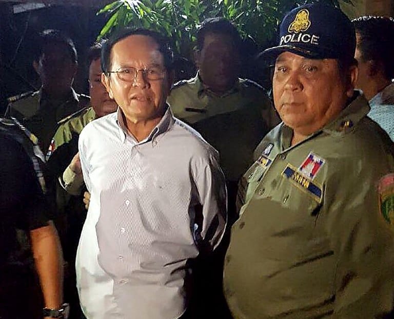 Cambodia arests opposition leader, accusing him of treason