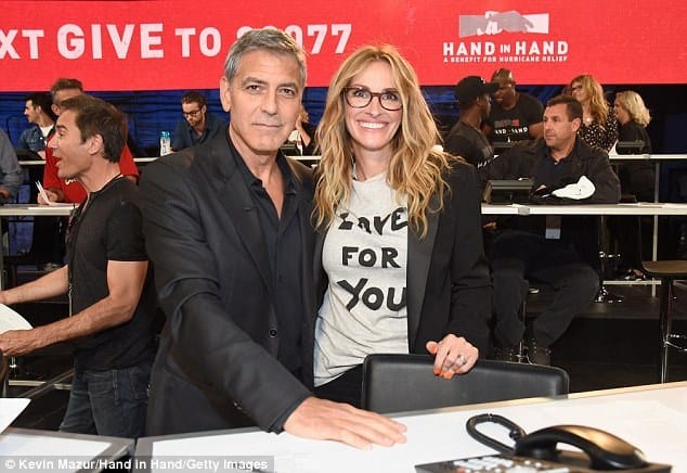 George Clooney, Julia Roberts reunite for Hand in Hand hurricane relief telethon