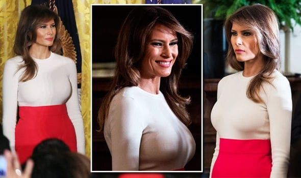 Melania Trump impressed her figure-hugging white top at Hispanic Heritage Month event