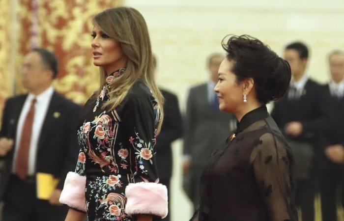 Melania Trump puts on ornate Gucci fur trim gown for a state dinner in Beijing