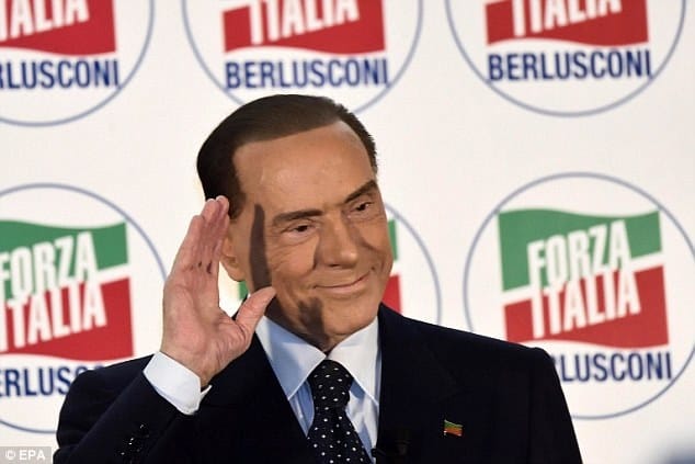 Silvio Berlusconi appeared at a Forza Italia party meeting on Sunday