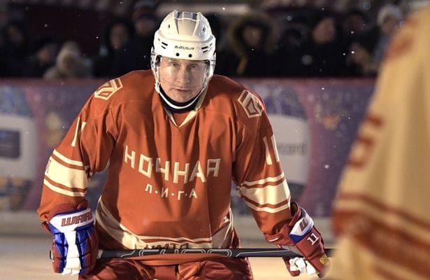 Putin part of winning team as he plays ice hockey close to the Kremlin in night league