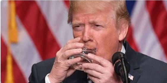 Trump sparks fresh dementia concerns after he drinks small glass of water with two hands