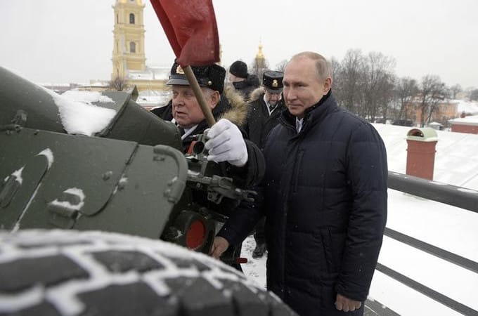 Vladimir Putin marks Russian Christmas by firing huge cannon