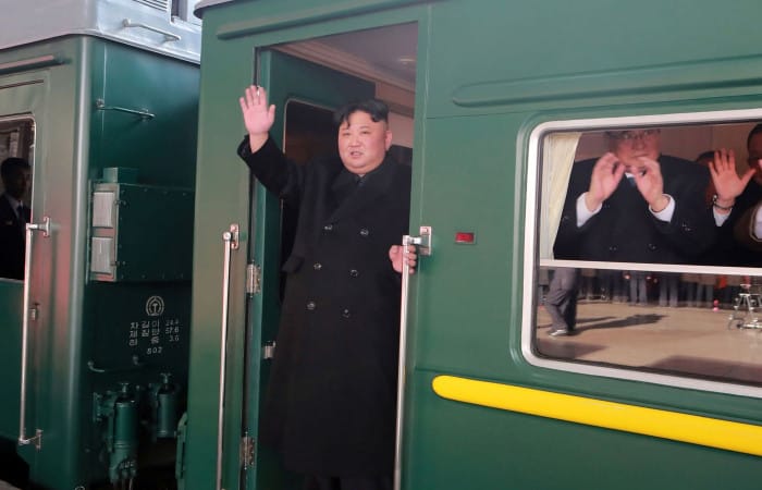 Kim Jong-un boards train for two-day journey to meet Trump in Vietnam