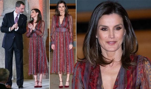 Queen Letizia looks sultry as she rewears luxury outfit for Culture Awards with King Felipe