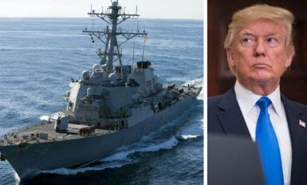 Defending a White House Official, Trump rejected any links to the decision of McCain warship