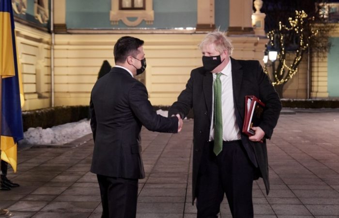 British Prime Minister Boris Johnson arrives in Kyiv
