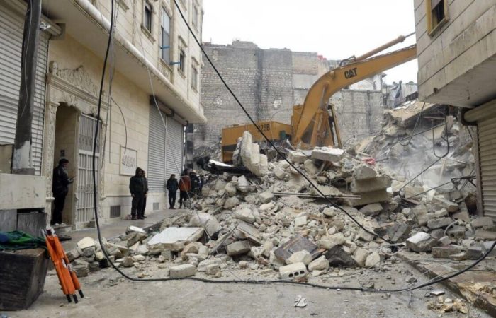 More than 150 buildings were destroyed in the affected Syrian provinces.