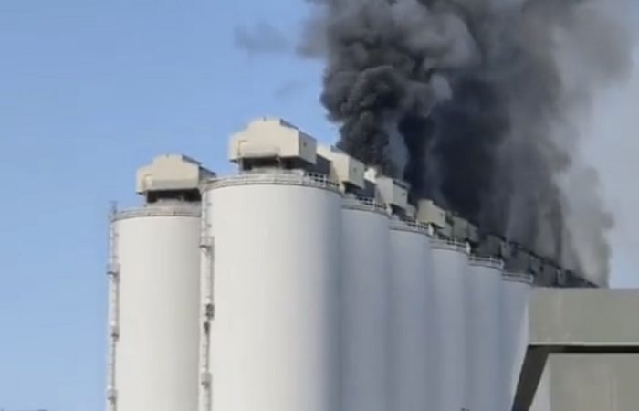 A fire broke out in a granary in France.