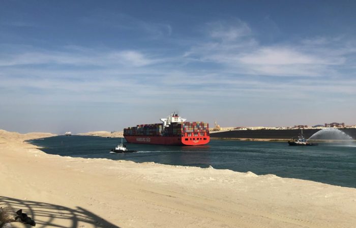 The ship sank in the Suez Canal after colliding with a tanker.