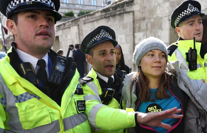 Greta Thunberg was detained in London during a protest.