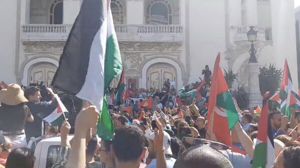 A march in support of Palestine takes place in Tunisia.