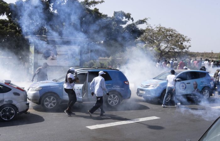 Tear gas was used to disperse protesters in Senegal.