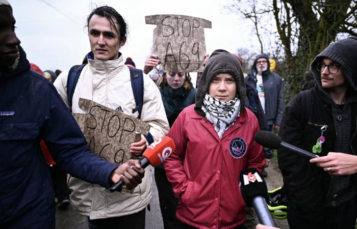 Greta Thunberg joined protests against the construction of a highway in France.