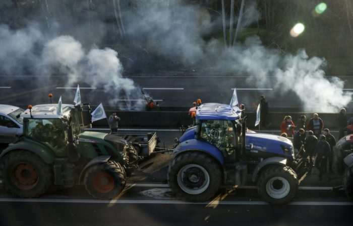 In France, farmers blocked the logistics center of a supermarket chain.