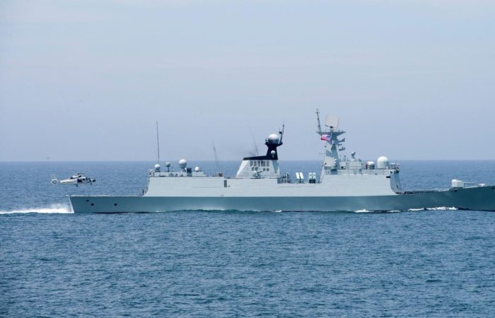 China has declared its readiness to resolutely defend its interests at sea.